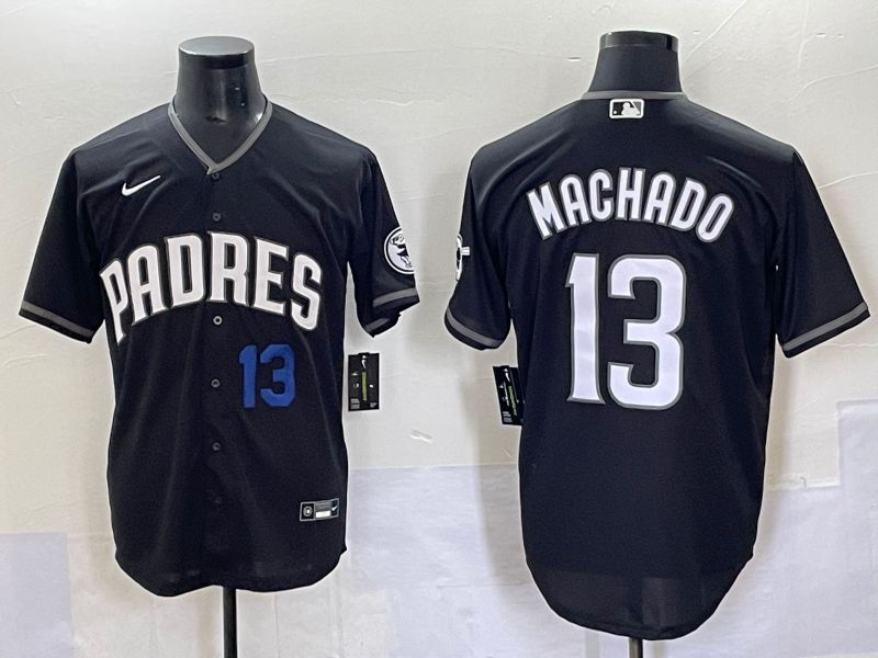Men 2025 San Diego Padres #13 Machado Black Game Nike MLB Jersey style 7032